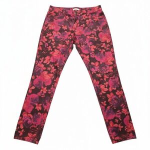 Flipside Reversible Skinny Jeans Womens Size 11 Floral Geometric Pink Red Boho
